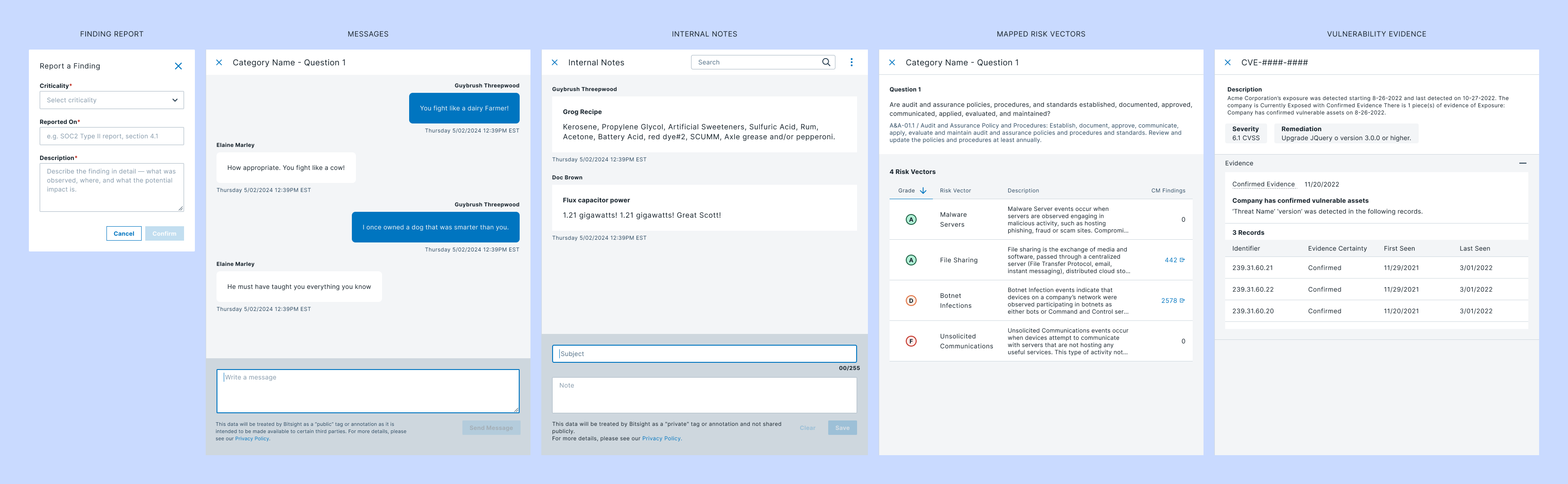 Action sheets and dialogs for question management